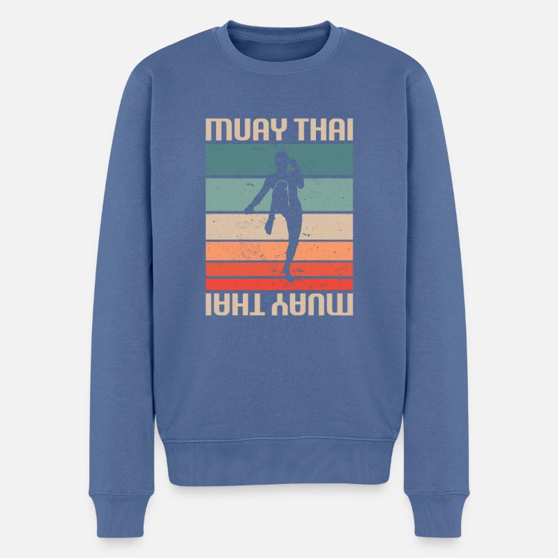 Retro Vintage Classic Muay Thai Boxing Martial - Männer Premium Bio Pullover - Taubenblau
