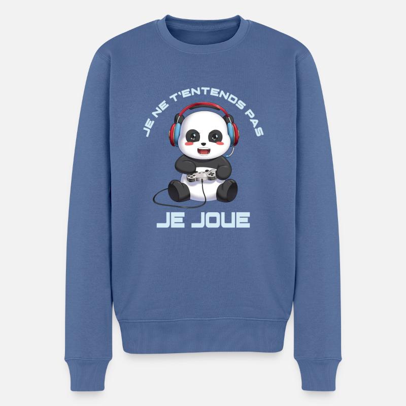 Panda Gaming Design - Männer Premium Bio Pullover - Taubenblau