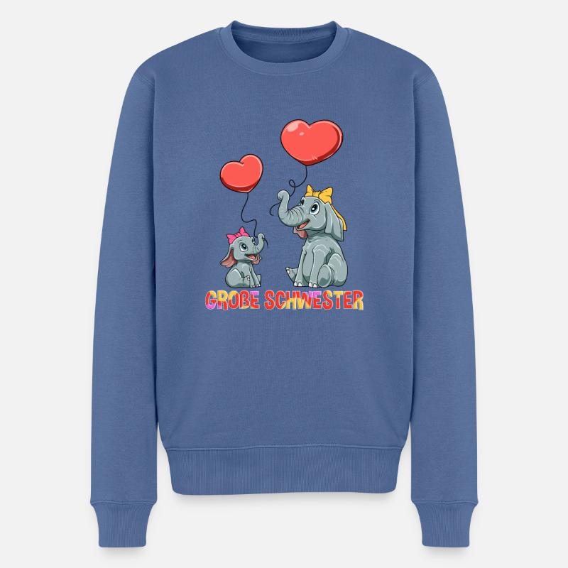 Große Schwester Elefanten Geschwister Kinder - Männer Premium Bio Pullover - Taubenblau