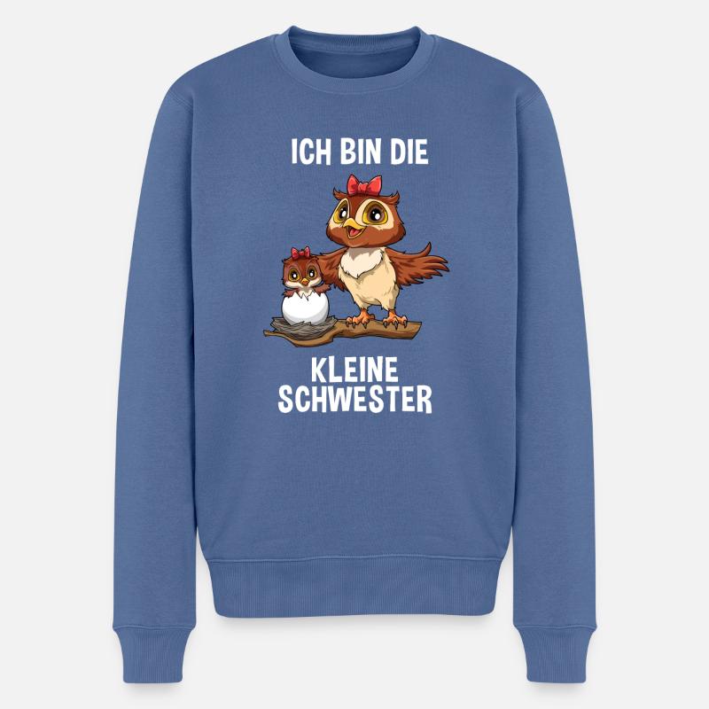 Eule kleine Schwester - Ich bin die kleine - Männer Premium Bio Pullover - Taubenblau