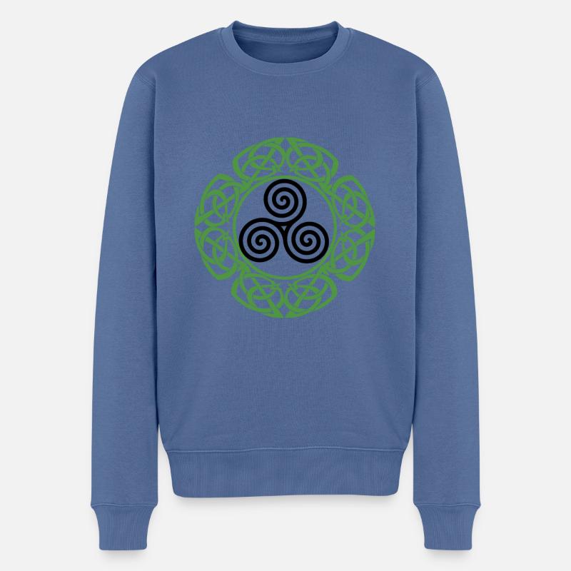 Celtic Irland Wikinger Keltisch Knoten Muster Baum - Männer Premium Bio Pullover - Taubenblau