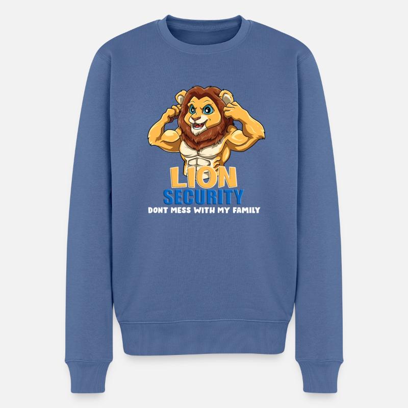 Bodybuilding Lion Security Dad Dont Mess With My - Männer Premium Bio Pullover - Taubenblau