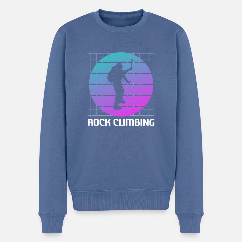 Retro Vintage Classic Rock Climbing Climber - Männer Premium Bio Pullover - Taubenblau