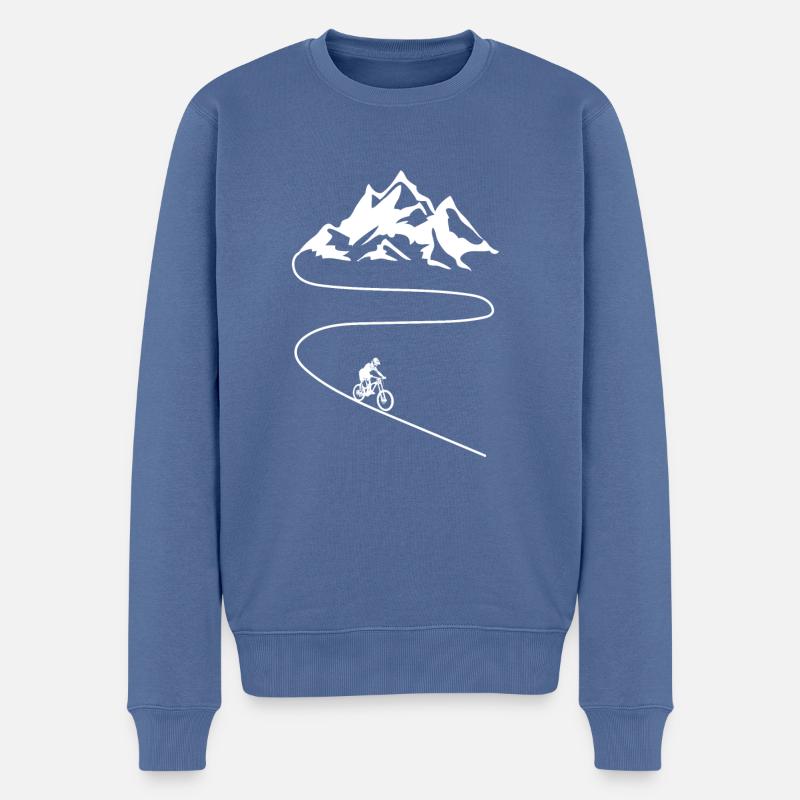 VTT Cyclisme Descente - Pull Premium bio Homme - bleu pigeon