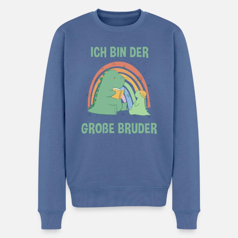 Dinosaurier Großer Bruder - Ich bin der große - Männer Premium Bio Pullover - Taubenblau