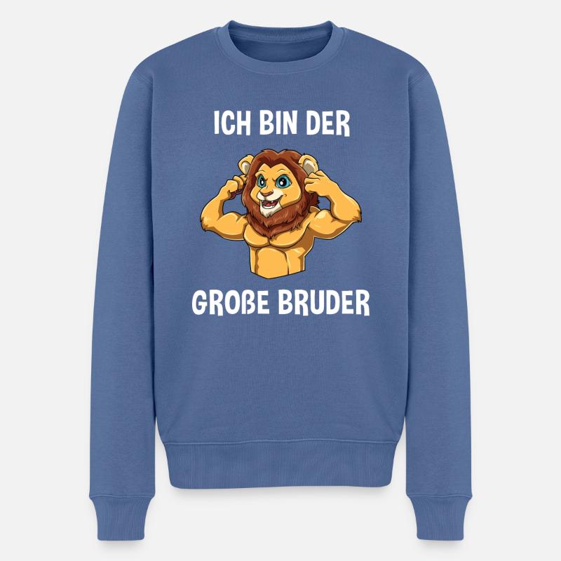 Löwen Bruder Großer Bruder - Ich bin der große - Männer Premium Bio Pullover - Taubenblau