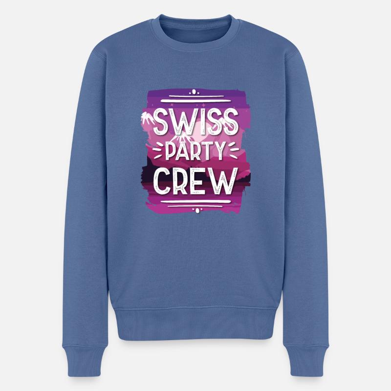 Swiss Party Crew - Männer Premium Bio Pullover - Taubenblau