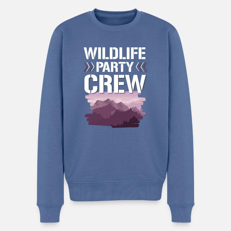 Wildlife Party Crew - Männer Premium Bio Pullover - Taubenblau