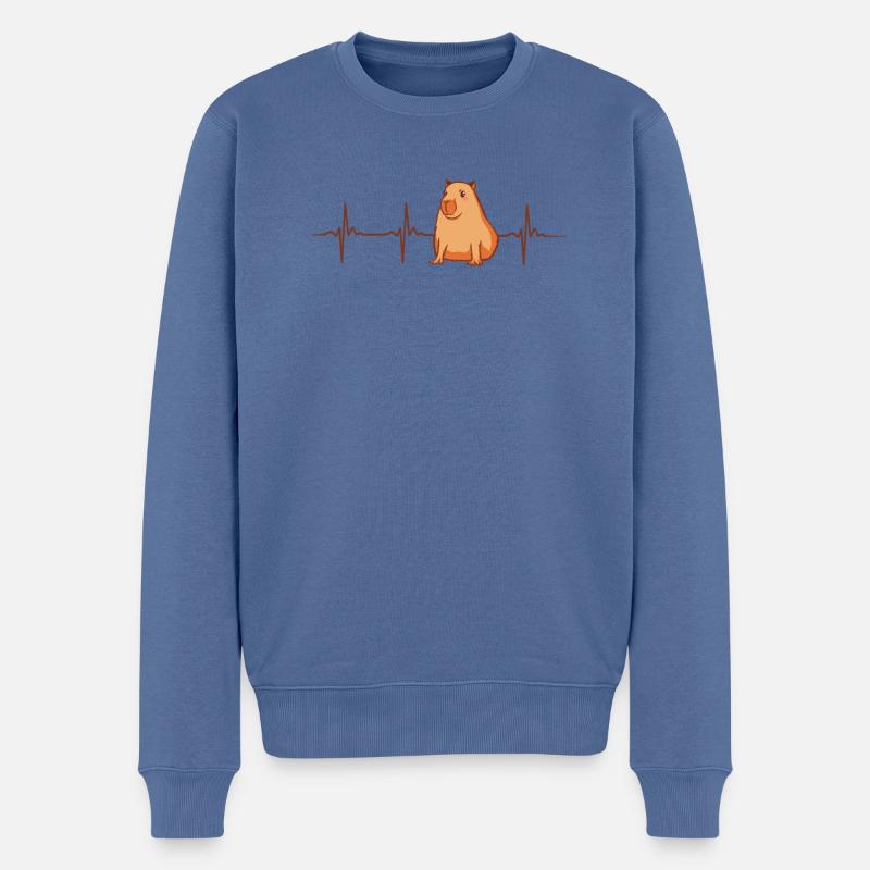 Cooler Capybara Herzschlag - Männer Premium Bio Pullover - Taubenblau