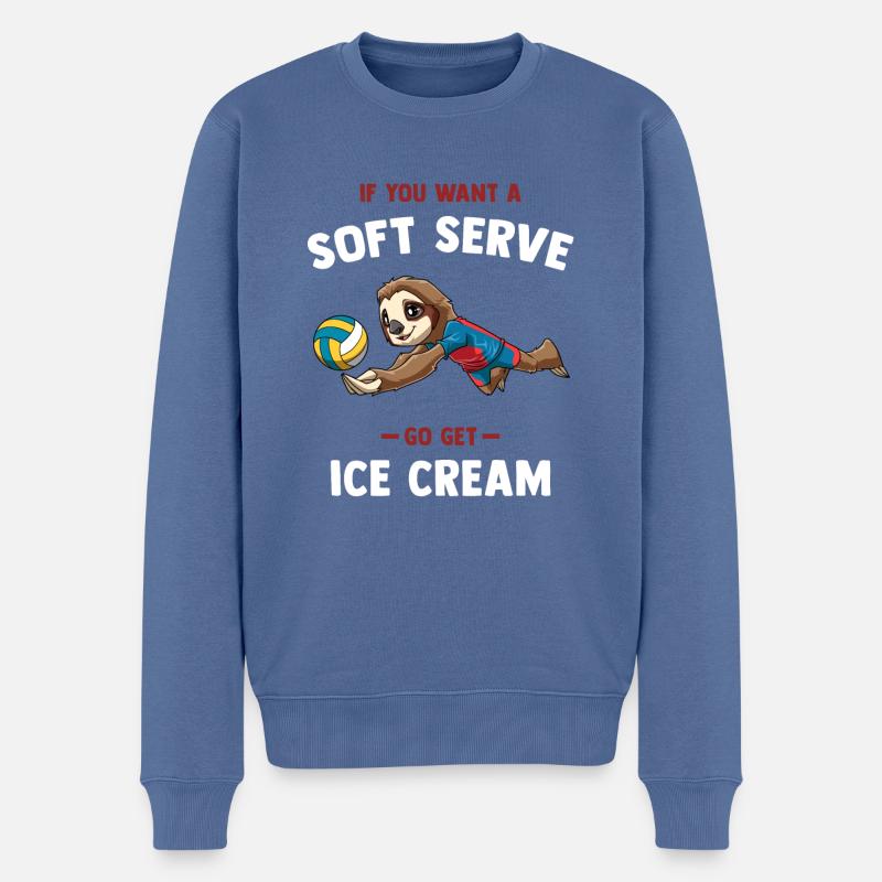 Lustiger Volleyball Soft Serve - Lustiges Faultier - Männer Premium Bio Pullover - Taubenblau
