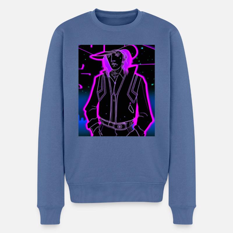Goth Synthwave Outrun Goth Cowboy - Männer Premium Bio Pullover - Taubenblau