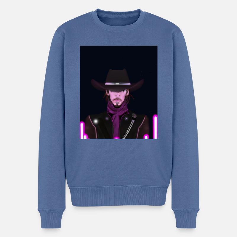 Goth Synthwave Outrun Goth Cowboy - Männer Premium Bio Pullover - Taubenblau