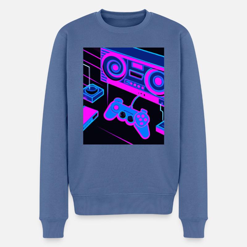 Vaporwave Aesthetic Gaming Konsole Controller - Männer Premium Bio Pullover - Taubenblau