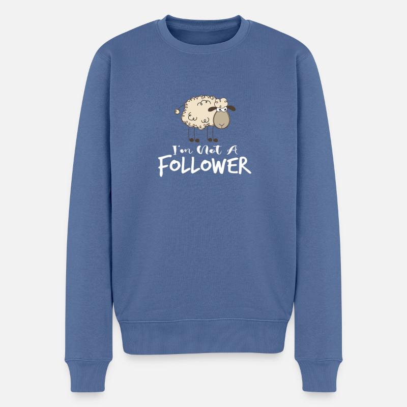Ich bin kein Mitläufer, Lustiges Schaf, Humor, Sag - Männer Premium Bio Pullover - Taubenblau
