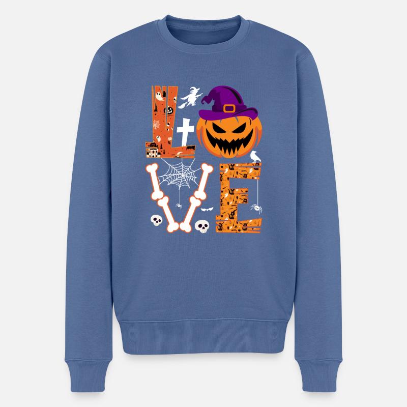 6 - Männer Premium Bio Pullover - Taubenblau