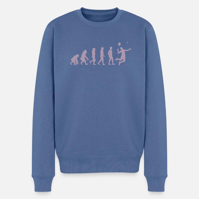 Cadeau Badminton Evolution - Pull Premium bio Homme - bleu pigeon
