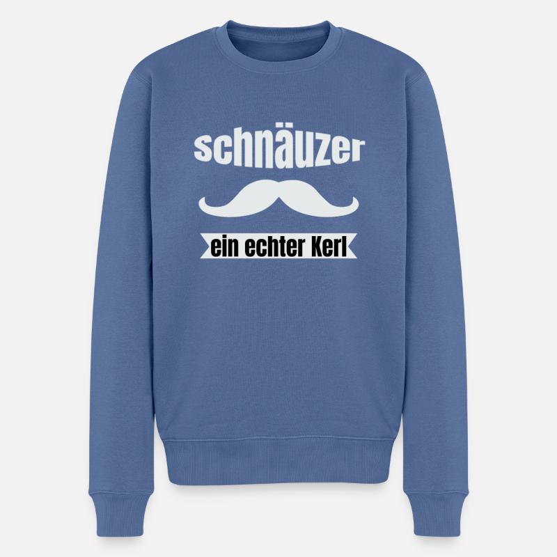 Schnäuzer Bart T-Shirt ein echter Kerl - Männer Premium Bio Pullover - Taubenblau
