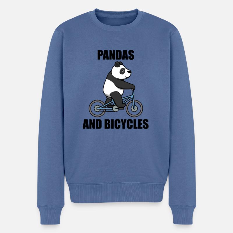 Bicyclette et pandas, animaux - Pull Premium bio Homme - bleu pigeon