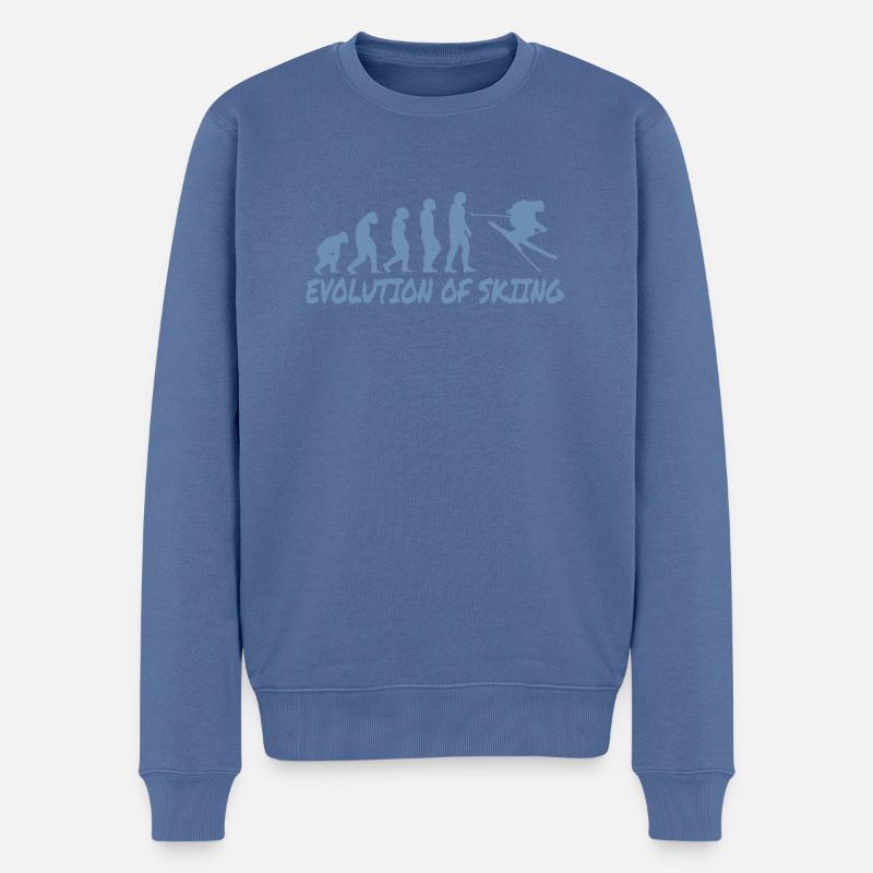 Evolution des Ski Fahrers Skier - Männer Premium Bio Pullover - Taubenblau