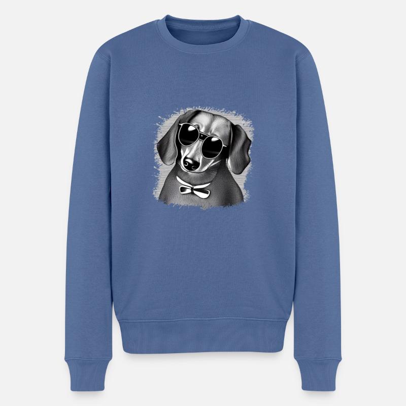 Dackel Hund Hunde mit Sonnenbrille cooles Motiv 6 - Männer Premium Bio Pullover - Taubenblau