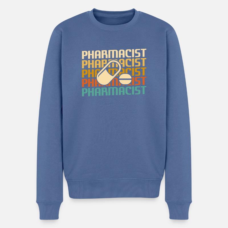 Retro Pharmacist Pharmaceutical Pharmacy - Männer Premium Bio Pullover - Taubenblau