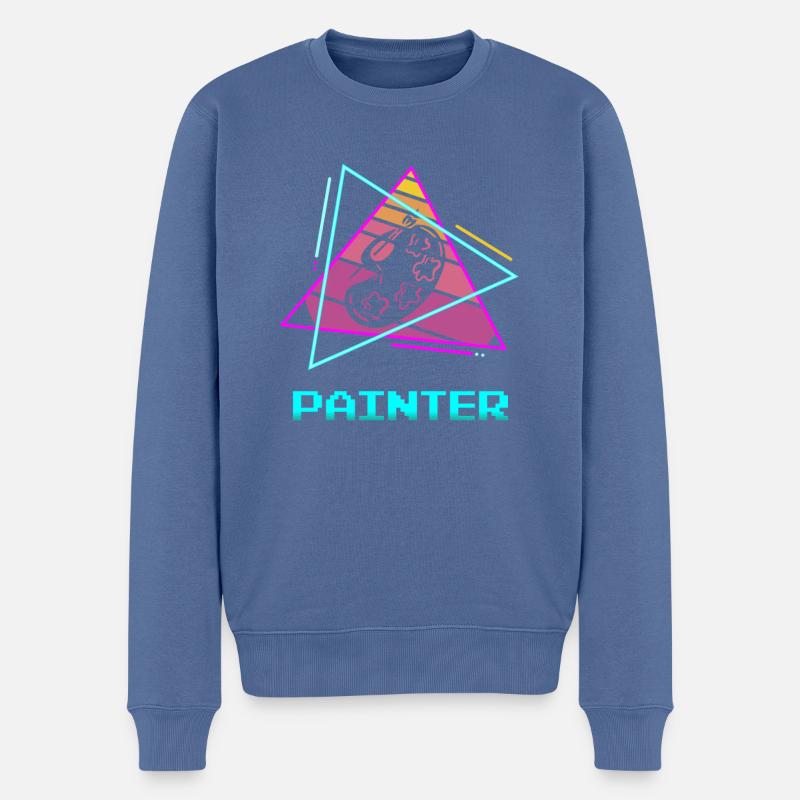 Retro Painter Paint Painting - Männer Premium Bio Pullover - Taubenblau