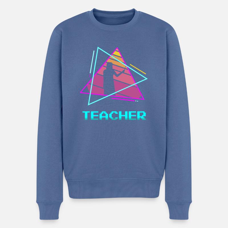 Retro Teacher Professor Teaching - Männer Premium Bio Pullover - Taubenblau