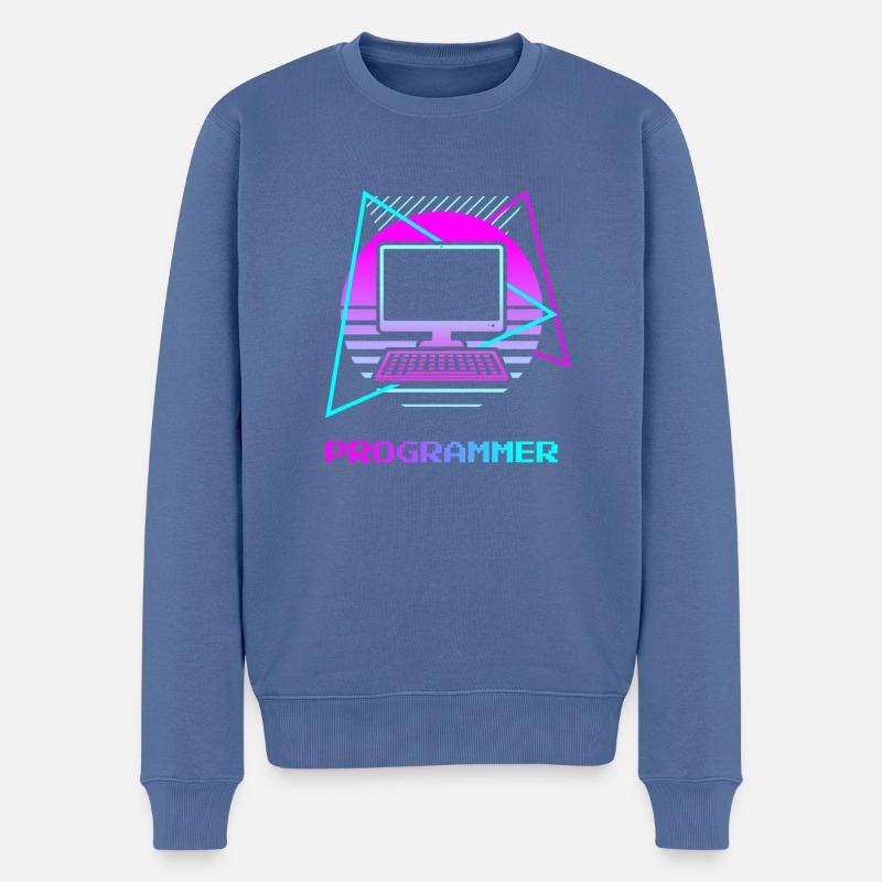 Retro Programmer Computer Programming - Männer Premium Bio Pullover - Taubenblau