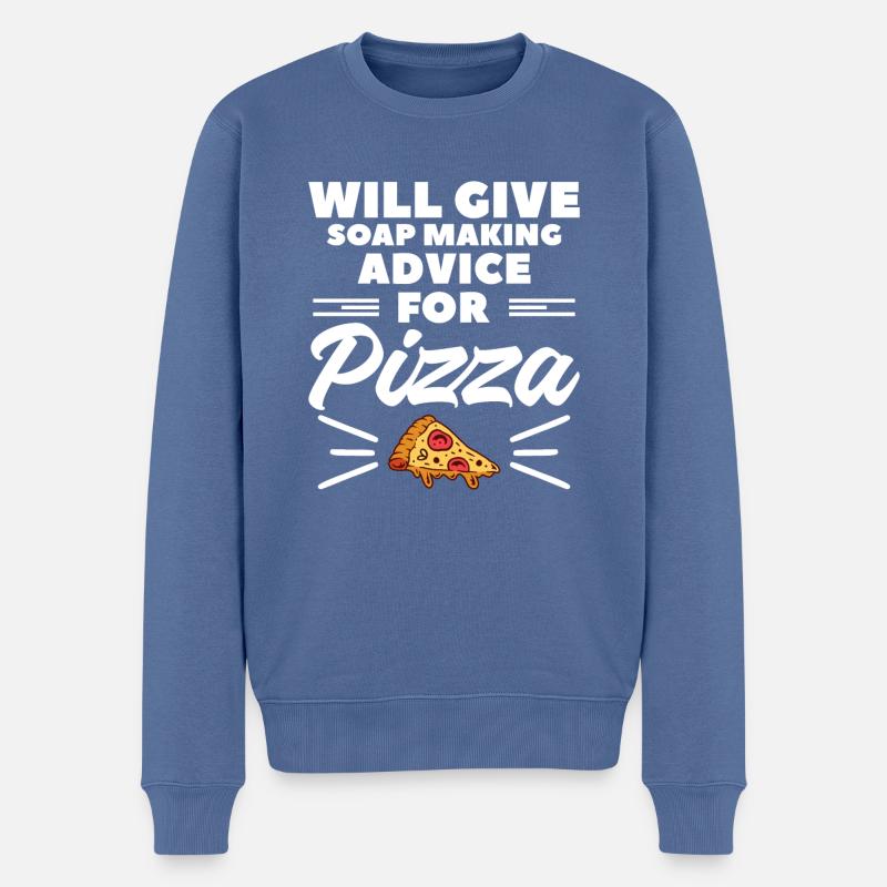 Will Give Soap Making Advice For Pizza - Männer Premium Bio Pullover - Taubenblau