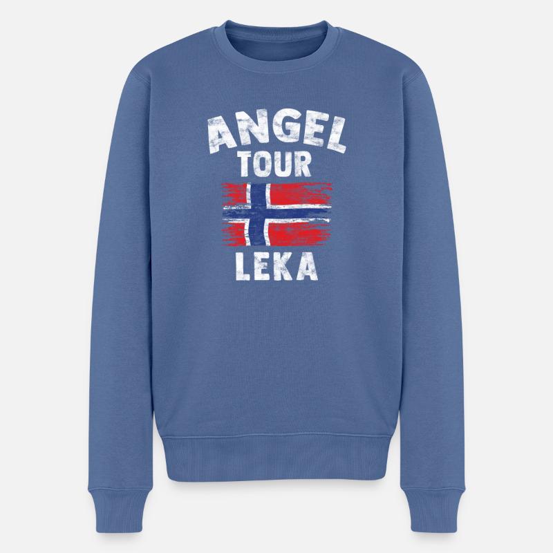 LEKA - Angel Tour Norwegen Personalisierbar - Männer Premium Bio Pullover - Taubenblau