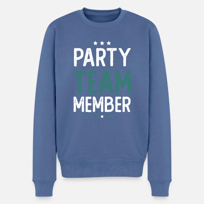Party Team - Männer Premium Bio Pullover - Taubenblau