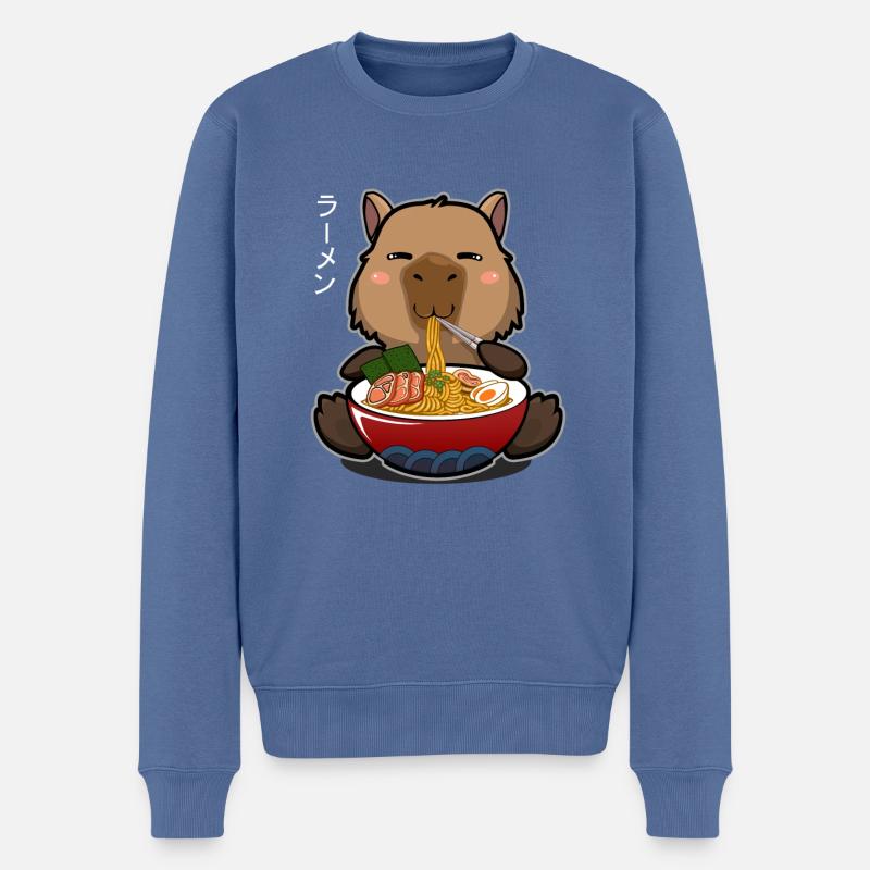 Kawaii Capybara isst Ramen aus einem Ramen Bowl Wortspiel - Männer Premium Bio Pullover - Taubenblau