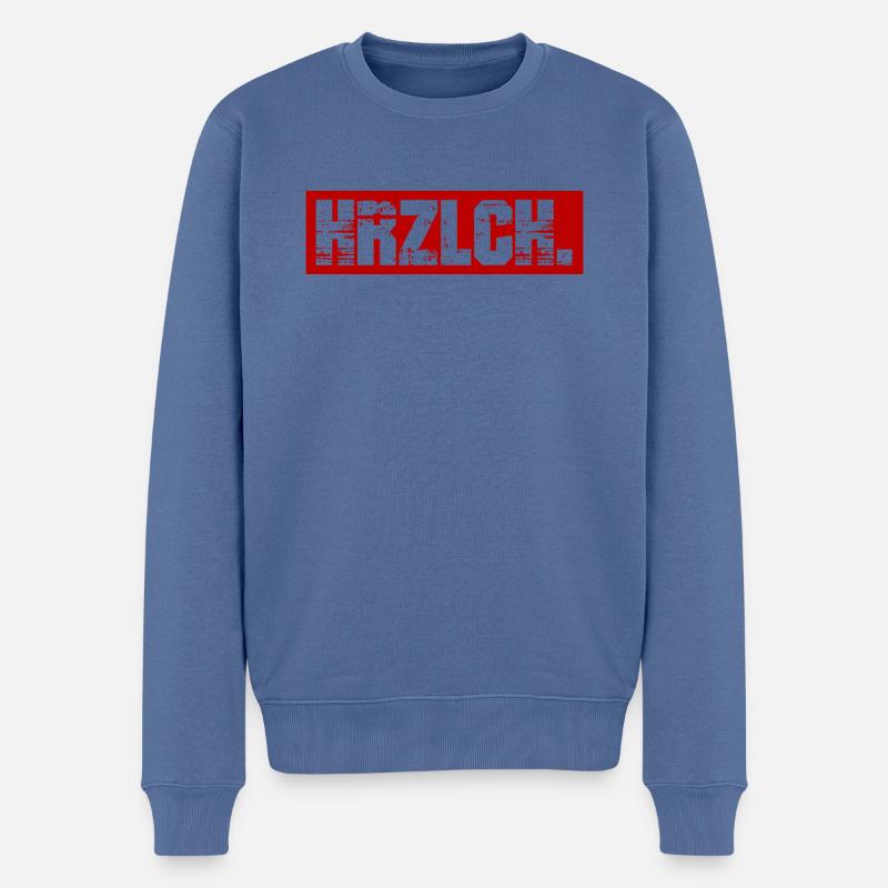 Gute Laune Und Herzlichkeit - Männer Premium Bio Pullover - Taubenblau