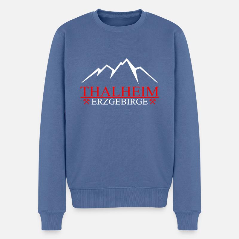 Thalheim Erzgebirge Berge - Männer Premium Bio Pullover - Taubenblau