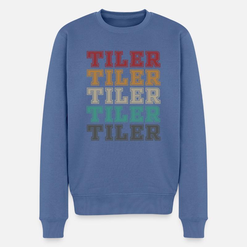 Lettrage rétro - Pull Premium bio Homme - bleu pigeon