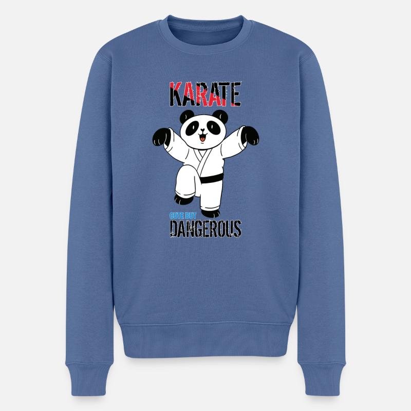 Niedlicher, aber gefährlicher Karate-Panda - Männer Premium Bio Pullover - Taubenblau
