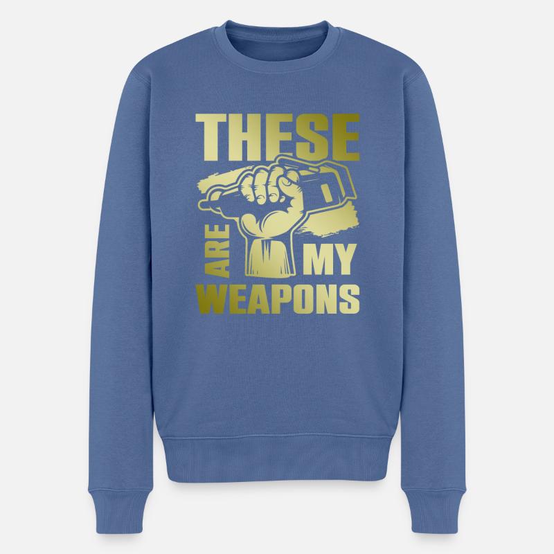 Barber weapons - Männer Premium Bio Pullover - Taubenblau
