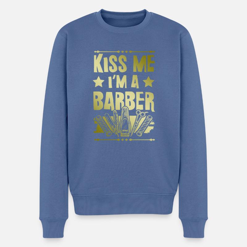 Embrasse-moi Barbier - Pull Premium bio Homme - bleu pigeon