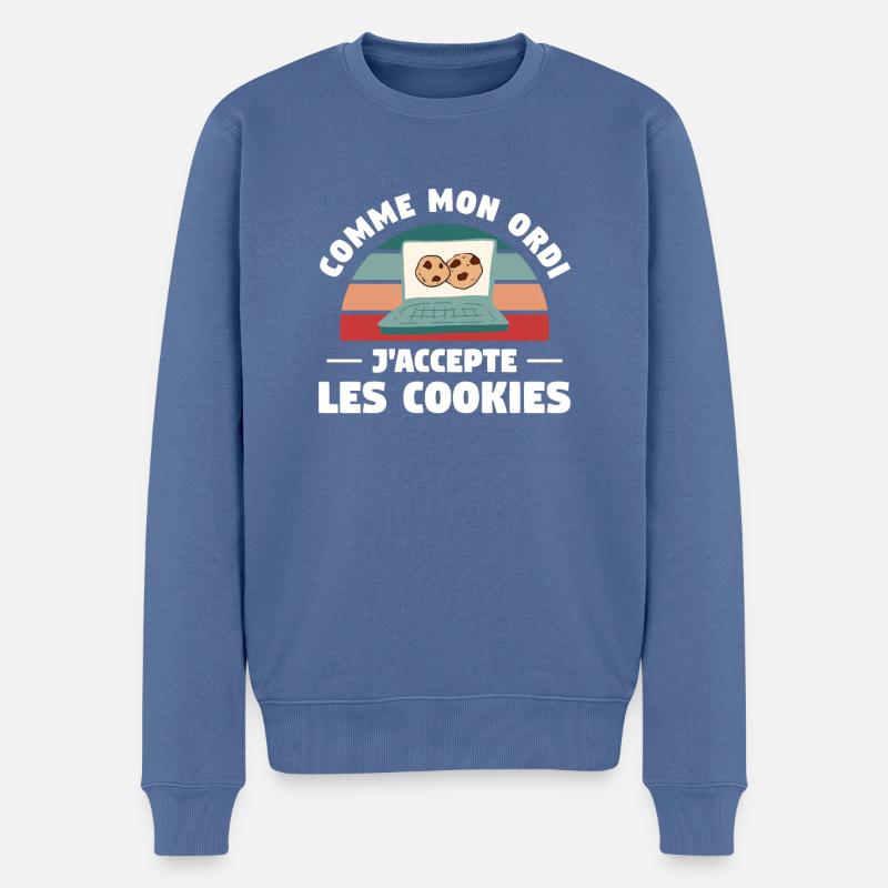 Comme Mon Ordi J'Accepte Les Cookies - Pull Premium bio Homme - bleu pigeon