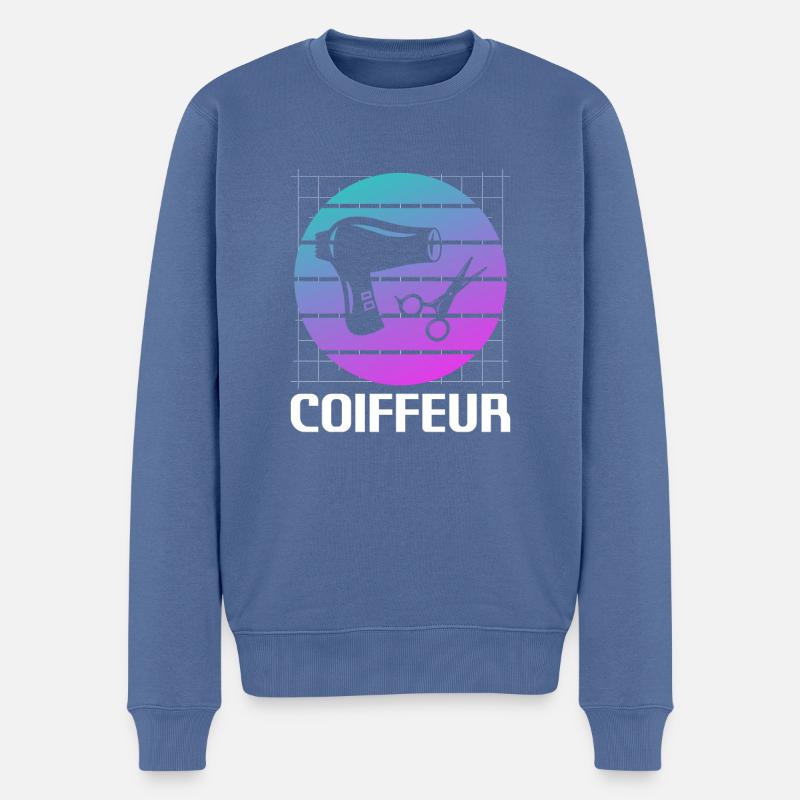 Retro Coiffeur Coiffure - Pull Premium bio Homme - bleu pigeon