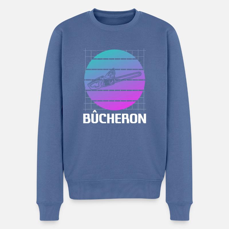 Retro Bûcheron Travail Du Bois - Pull Premium bio Homme - bleu pigeon