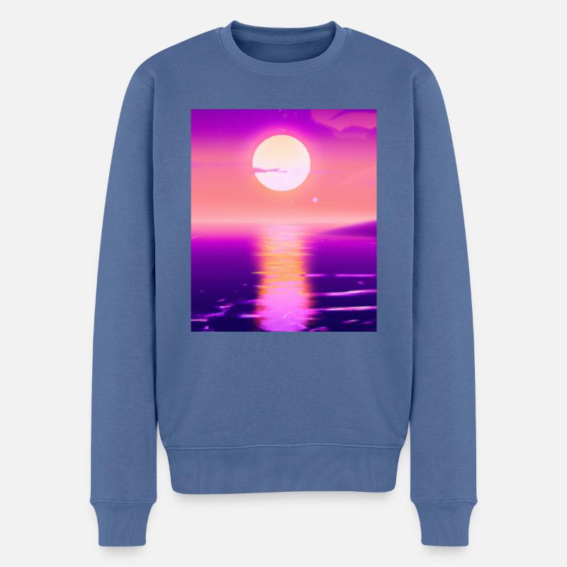 Vaporwave Sun Synthwave Sunset - Pull Premium bio Homme - bleu pigeon