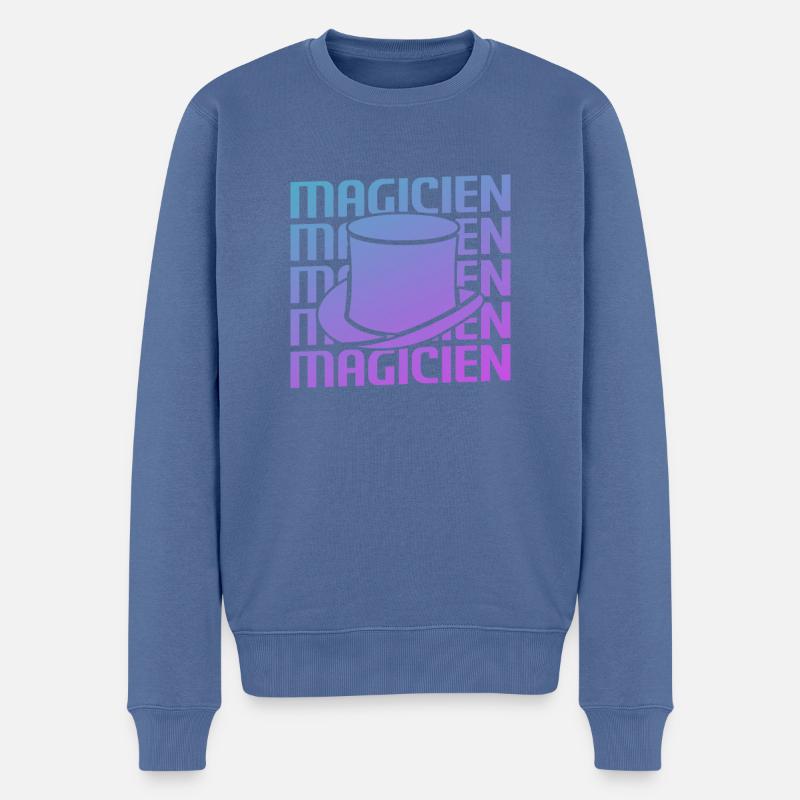Retro Magicien Magique Magie - Pull Premium bio Homme - bleu pigeon