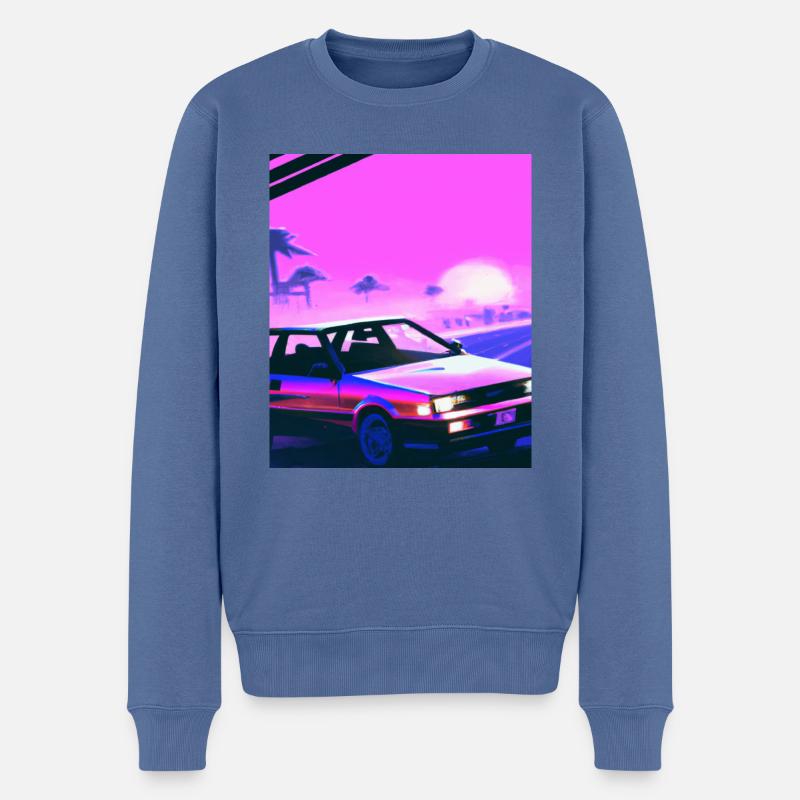 Vaporwave Esthétique Synthwave Car - Pull Premium bio Homme - bleu pigeon
