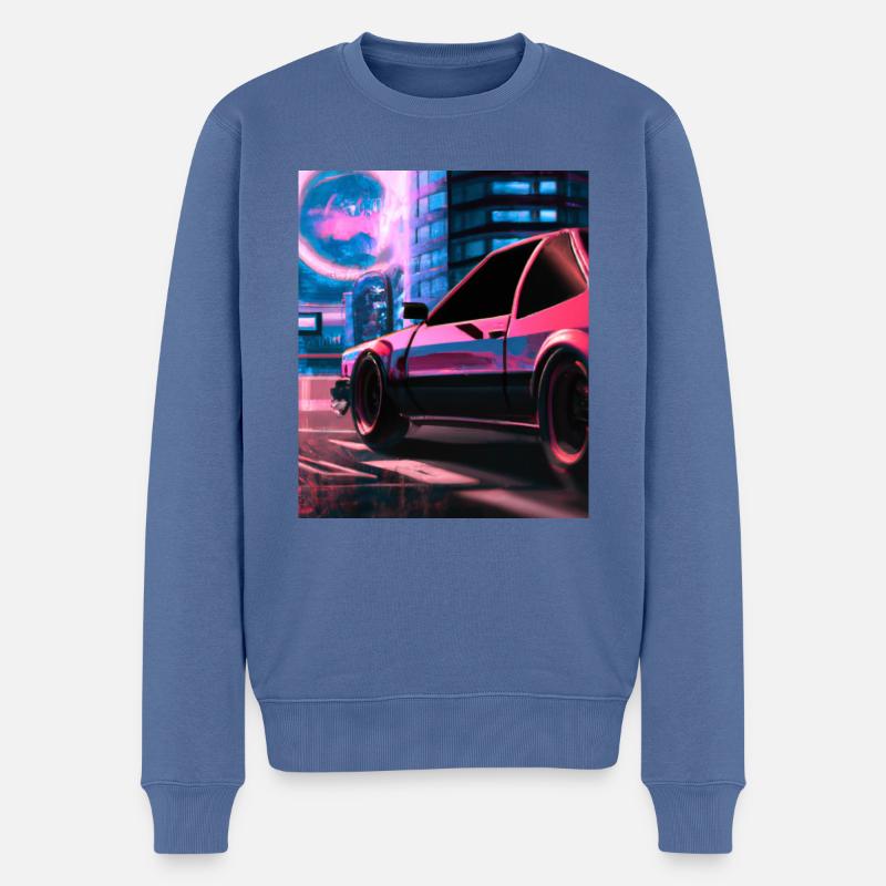 Vaporwave Aesthetic Synthwave Car - Männer Premium Bio Pullover - Taubenblau