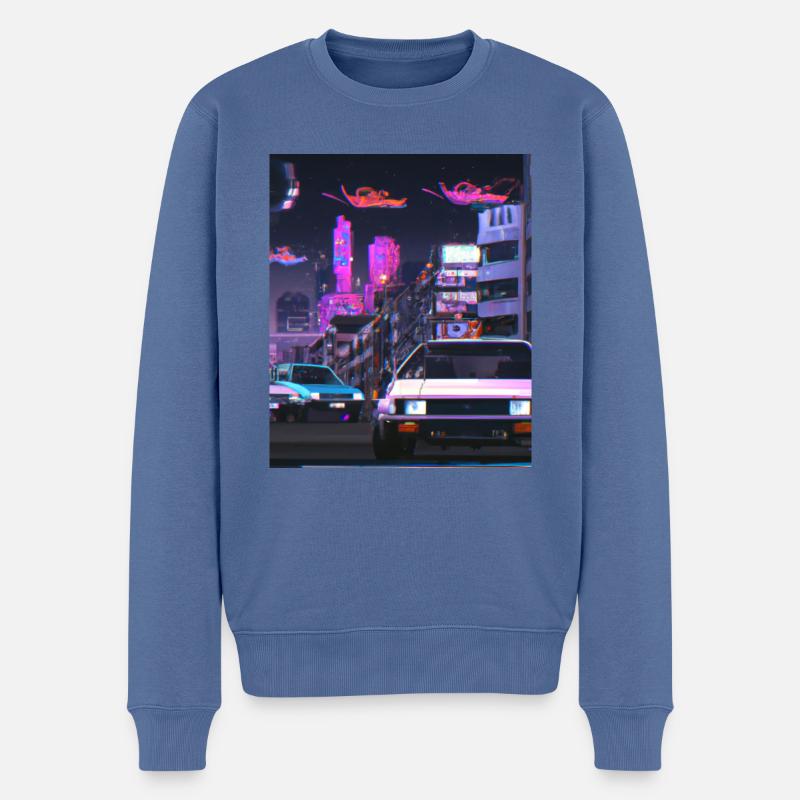 Vaporwave Esthétique Synthwave Car - Pull Premium bio Homme - bleu pigeon