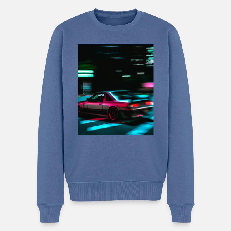 Vaporwave Esthétique Synthwave Car - Pull Premium bio Homme - bleu pigeon
