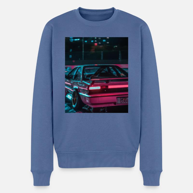 Vaporwave Esthétique Synthwave Car - Pull Premium bio Homme - bleu pigeon