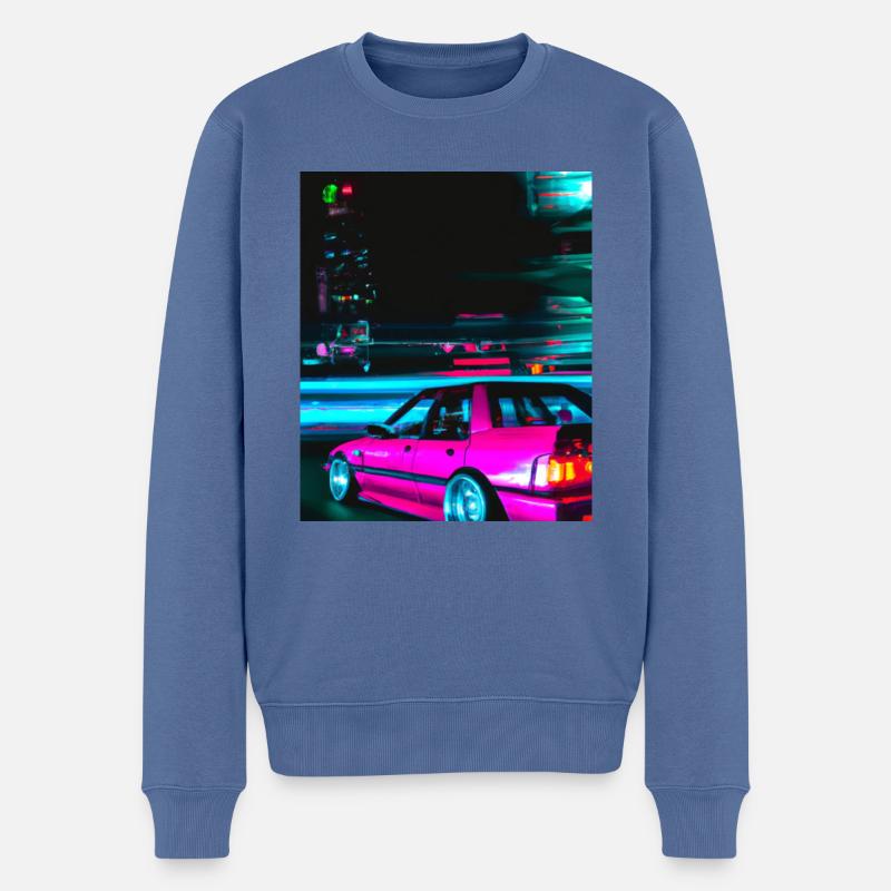Vaporwave Esthétique Synthwave Car - Pull Premium bio Homme - bleu pigeon