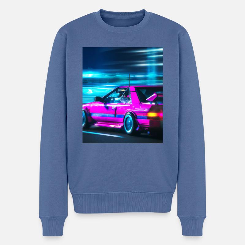 Vaporwave Esthétique Synthwave Car - Pull Premium bio Homme - bleu pigeon